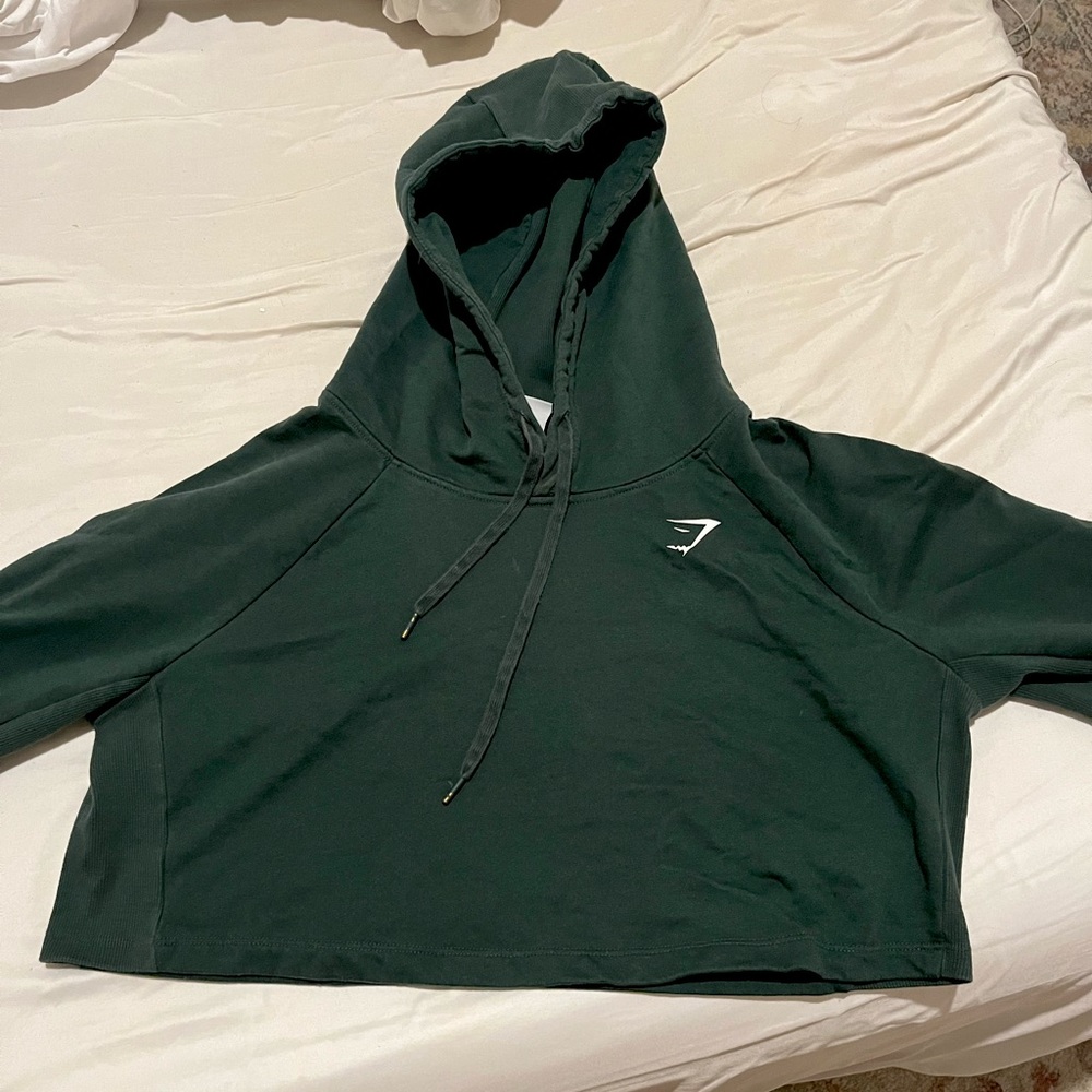 Green cropped gymshark hoodie